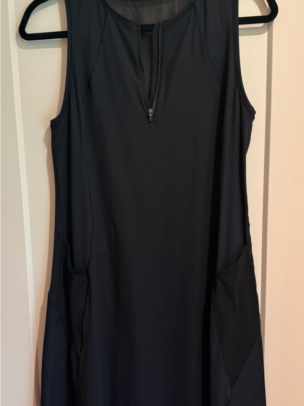 Athleta Match Point Black Sleeveless Zip-Front Active Dress